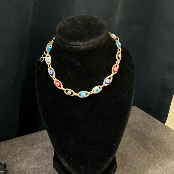 Evil Eye Gold Color Anklet - Picture 2 of 3